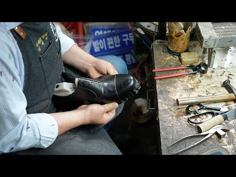 The process of making shoes for one person only by a handmade shoe master with 50years of experience