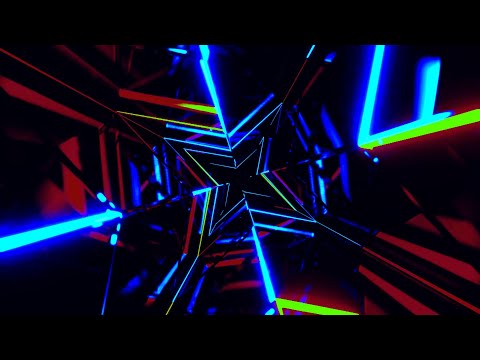 🎬 VisionKanal 4K – Futuristic Blue, Red & Green Neon Star | No Sound [2 Hours]