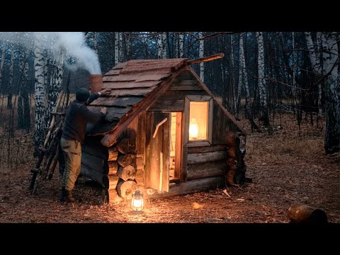 From Old Logs and Clay – A Warm Forest Hideout for One Man