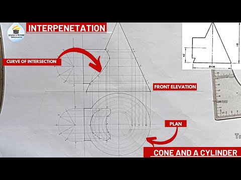 INTERPRETATION ( Interpenetration in a cone and cylinder in Technical Engineering drawing)