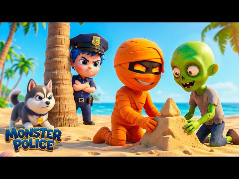 Monster di Pantai! 🚨🏖️ | Polisi Monster | Lagu Anak-anak | Monster Police Bahasa Indonesia