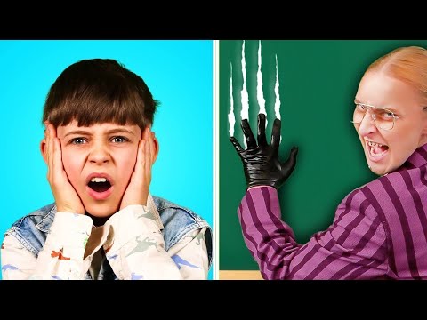 المُعلمّة الطيبة ضد المُعلمّة الشريرة * مُعدّات مدرسية مُذهلة ومواقف مُضحكة للغاية*