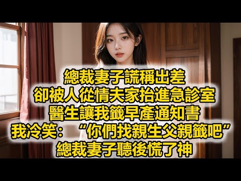 總裁妻子謊稱出差，卻被人從情夫家抬進急診室，醫生讓我籤早產通知書，我冷笑：“你們找親生父親籤吧”，總裁妻子聽後慌了神