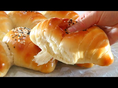 我在做这些的时候学会了一项技术！结果让我大吃一惊！柔软好吃，简单容易的面包食谱！I learned a technique while doing these! Easy bread recipe.