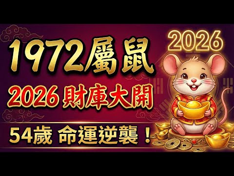 1972年屬鼠人， 壬子之鼠！2026年54歲後「財星」入庫，以前看不起你的人，以後高攀不起！#1972年屬鼠 #屬鼠運勢 #2026年生肖鼠運勢 #生肖鼠運勢 #財運 #招財 #翻身 #1972年鼠