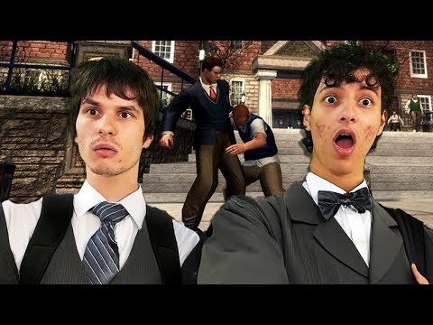 We play Bully on our playstation 2