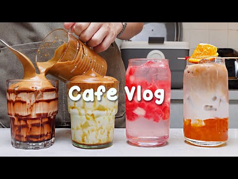 🥨라떼 주문이 많은 바쁜 하루🍑지치고 힘들 땐 음료 ASMR로 힐링해요/카페브이로그/Cafe Vlog/ASMR/Tasty Coffee