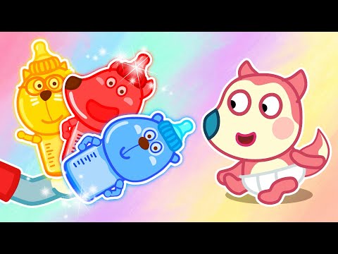 Which Milk Bottle Does Baby Like? 🍼 | Wolfy - Baby Cartoons