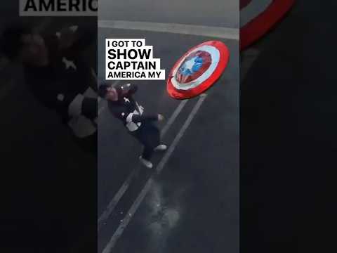 Showing Captain America My Real Cap Shield!