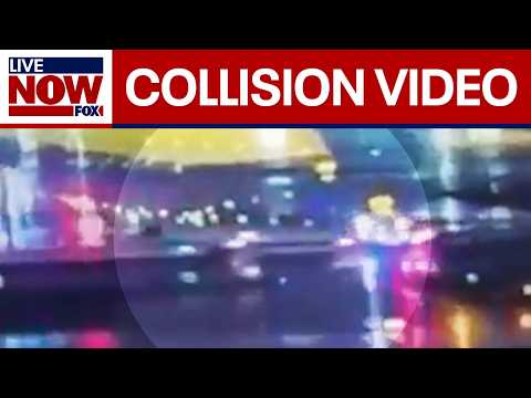 Video shows moment Air Canada jet collides with fire truck at LaGuardia