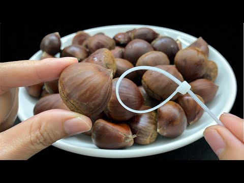 Turns out shelling chestnuts is so easy, all you need is a zip tie! They Peel Themselves | Click DIY