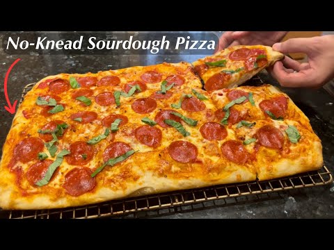 100% NO-KNEAD Sourdough Pizza (Home Oven, Sheet Pan Method)