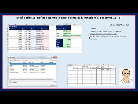 Excel Basics 18: Defined Names in Excel Formulas & Functions & For Jump Go To!