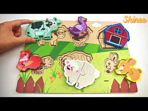 Learn Farm Animal Names & Sounds with Activity Puzzle | Preschool Learning Video for Toddlers