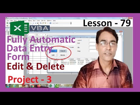 Fully Automatic Data entry form in excel - 2 | Excel VBA lesson - 79 | save, edit and delete entry