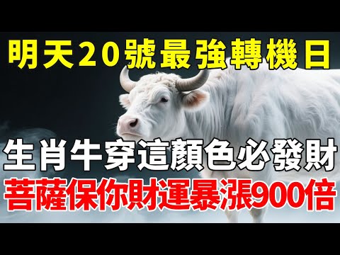 生肖牛必看！百年難遇，明天12月20號，農曆冬月初一是「最強轉機日」，你穿這顏色必發財，菩薩保你財運暴漲900倍，再倒楣也能逆天改命！【慧安說禪】#生肖 #財運 #運勢 #屬相 #風水 #命理