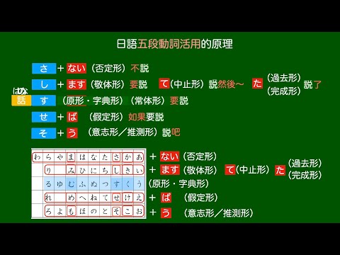 楊老師基礎日語   十分鐘了解日語『五段動詞』活用的原理
