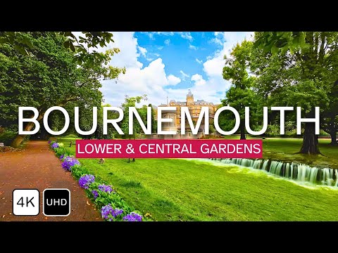 BOURNEMOUTH Lower and Central Gardens | Dorset | England | 4K Virtual Walk Tour 🇬🇧