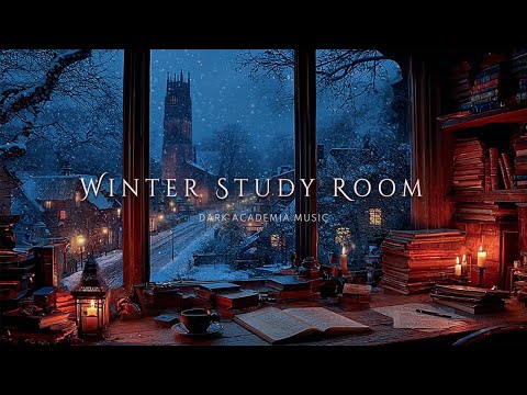 Winter Study Nook Escape | Cozy Gothic Ambience | Dark Academia Piano Music for Studying & Writing