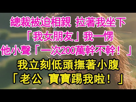 總裁被迫相親 拉著我坐下，「我女朋友」我一愣，他小聲「一次200萬幹不幹！」我立刻低頭撫著小腹，「老公 寶寶踢我啦！」【琉璃】【甜寵】【霸總】