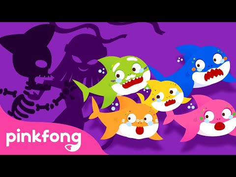 Aquí da mucho miedo😱 ¿Dónde estamos? | Canciones de Halloween de Tiburón Bebé | Pinkfong en español