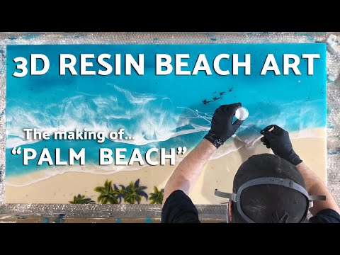 HOW TO PAINT PALM TREES AND RESIN WAVES - OCEAN RESIN ART