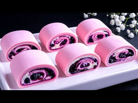 Mochi roll with blueberries & milk! The best dessert for summer!