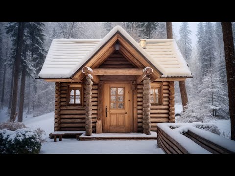 Big house made of logs in the forest. Start to finish
