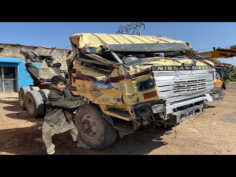 The Concrete Mixer Has Been Completely Damaged By Rock Fall From The Mountain. Now Fully Repaired