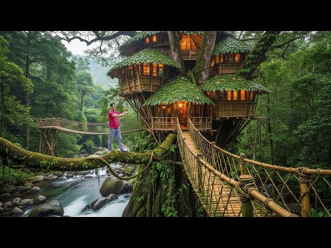 Full Video: 72 Days to Build a Bamboo Dream House on a Tree in the Rainforest