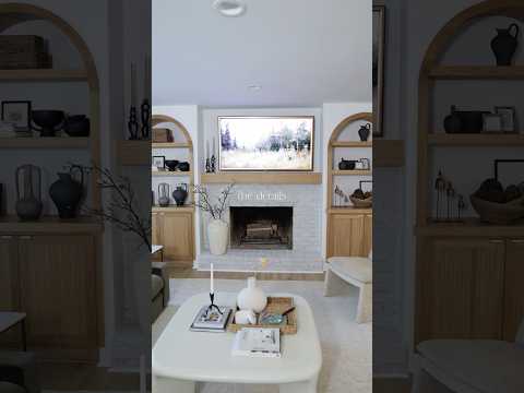 Riverside Project: Cozy Organic Modern Living Room Makeover  #homeimprovement #fireplacemakeover