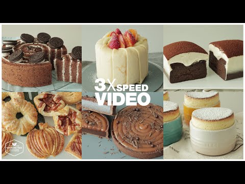 #103 3x Speed 케이크 디저트 베이킹 영상 : Cake Dessert Baking Video | 크레이프 케이크, 초콜릿 케이크, 롤케이크, 파이 |Cooking tree