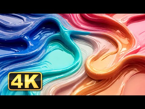 4K Mesmerizing Colorful Paint Flow - Relaxing UHD Visuals with Calming Music for Stress Relief