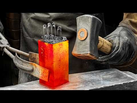 Turning Paper Clips into a Large, Razor-Sharp Knife – Unique Forging
