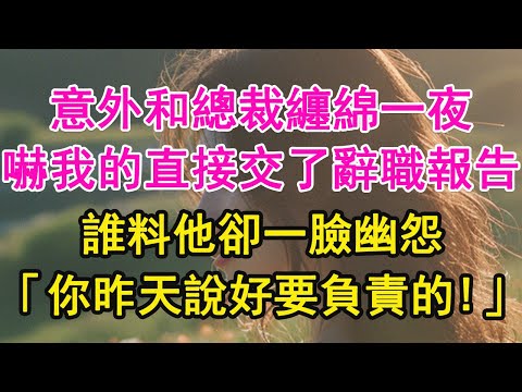 意外和總裁纏綿一夜，嚇我的直接交了辭職報告，誰料他卻一臉幽怨，「你昨天說好要負責的！」【琉璃】【甜寵】【霸總】