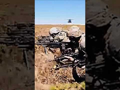 US Military Air Assault Soldiers March with Helicopter Support.#army #militarycapabilities #military