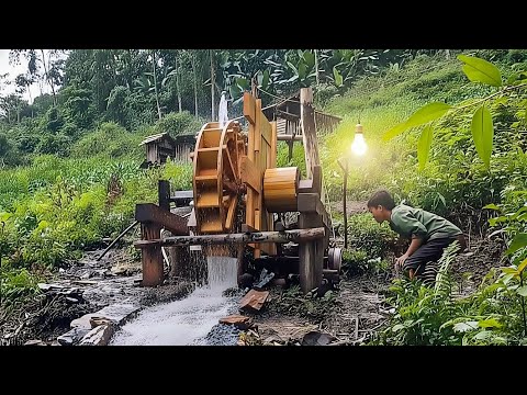 Man Builds a WATER WHEEL that Powers His Entire Wooden House | From Start To Finish by @NguyenduyTon