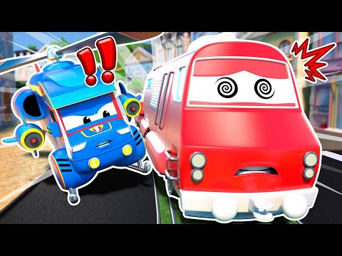 Super Helicopter Chases Hypnotized Train 🚁 Cars for Kids | Super Truck