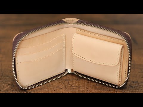 [Free PDF pattern] How to make a two-fold zipper wallet/leathercraft/DIY/making