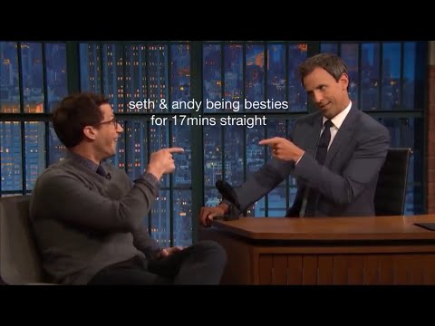 seth meyers & andy samberg being besties for 17 minutes straight
