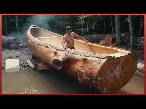 Man Turns Massive Log into Amazing CANOE | Start to Finish Build by @Outback Mike