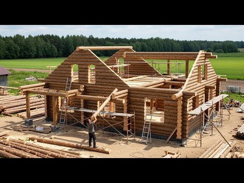 Building a Giant Log Cabin Alone for 2 Years in the Frozen Forest