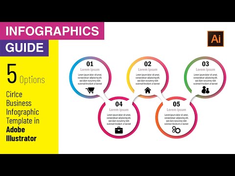Create Business Infographic Modern Design with Five 5 Steps Options Template in Adobe Illustrator