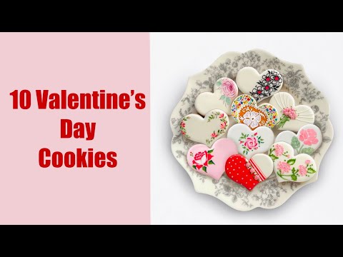 10 Valentine's Day Cookies. Variety of decorating techniques.