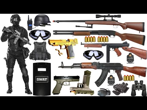 Special police weapon toy set unboxing, SCAR assault rifle, M416 rifle, Glock Pistol, Desert Eagle