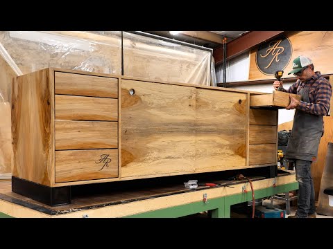 Handcrafted Credenza in Texas Pecan with Sliding Bypass Doors