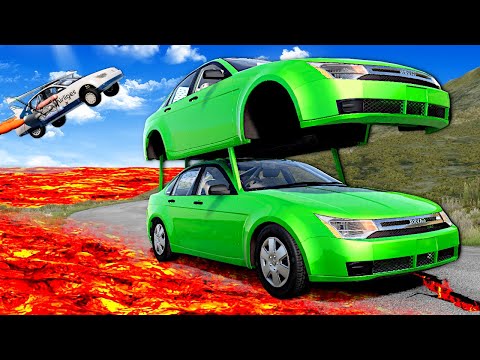 Can I Escape LAVA in WEIRD CARS? (BeamNG)