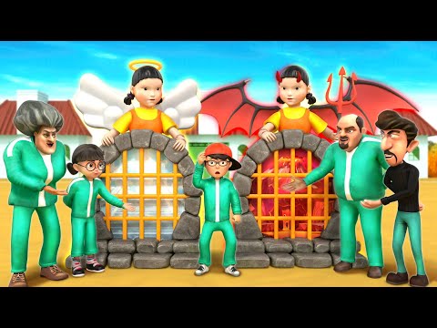 Scary Teacher 3D vs Squid Game | Culpable según los cargos: Ángel contra Mal en el Juicio Final