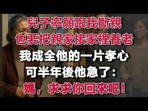 兒子寧願跟我斷親，也要把親家接家裡養老，我成全他的一片孝心，可半年後他急了：媽，求求你回來吧！#情感故事 #養老故事 #樂齡故事匯"