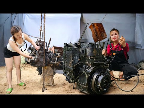 Timelapse :It took the girl 3 days to repair, replace and restore the entire tractor diesel engine